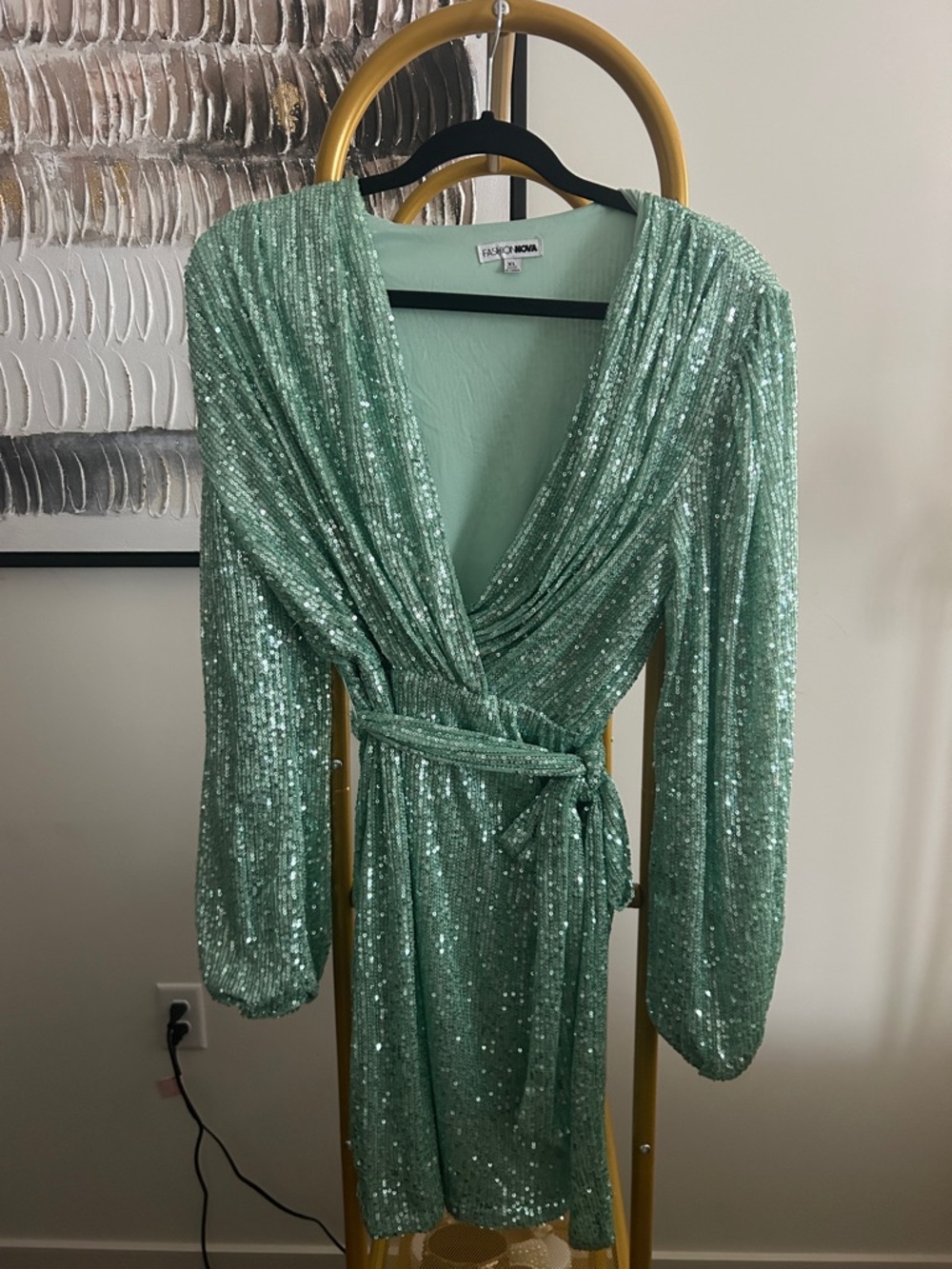 Fashion Nova Mint Green Sequin Mini Dress - Picture 5 of 7